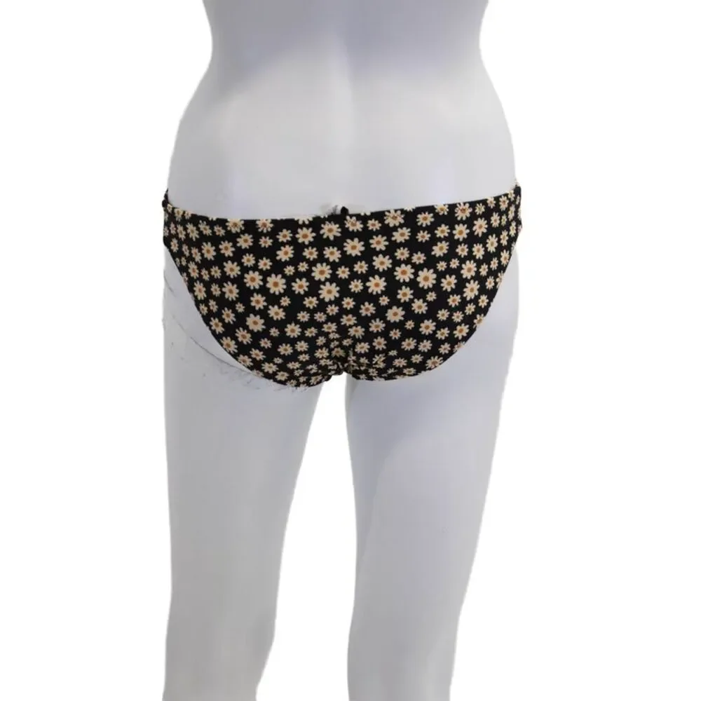 Madewell Womens Daisy Printed Hipster Bikini Bottoms Black White Extra Small